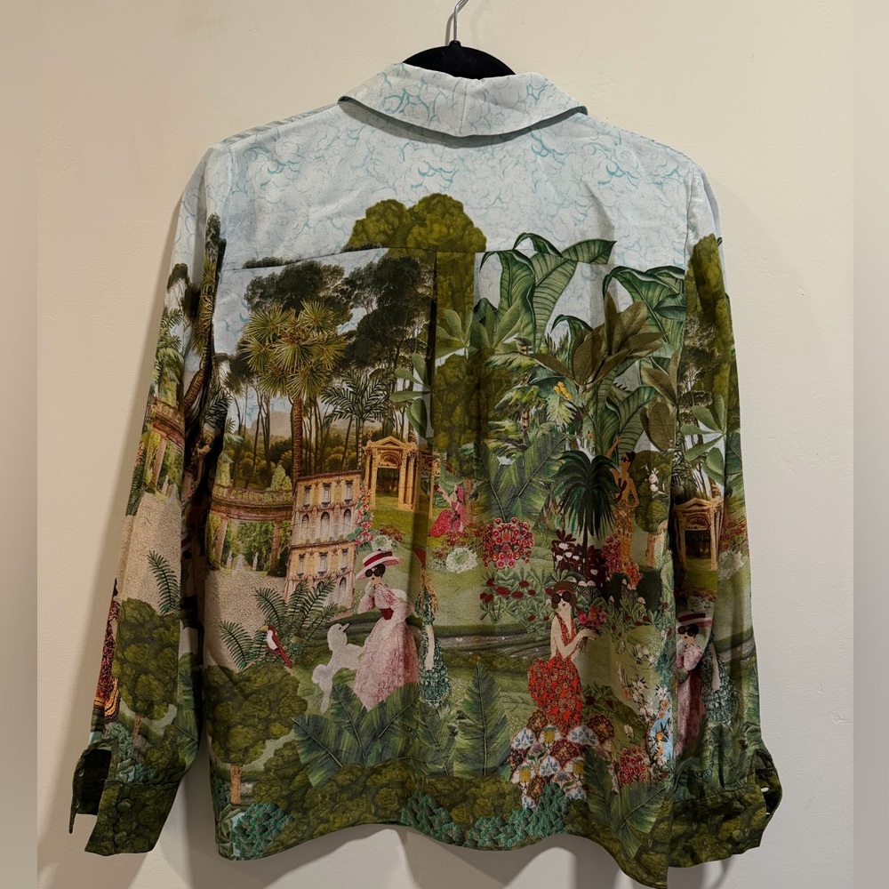 Alice + Olivia Willa Silk Blouse - Tropical Print Shirt - Picture 4 of 4